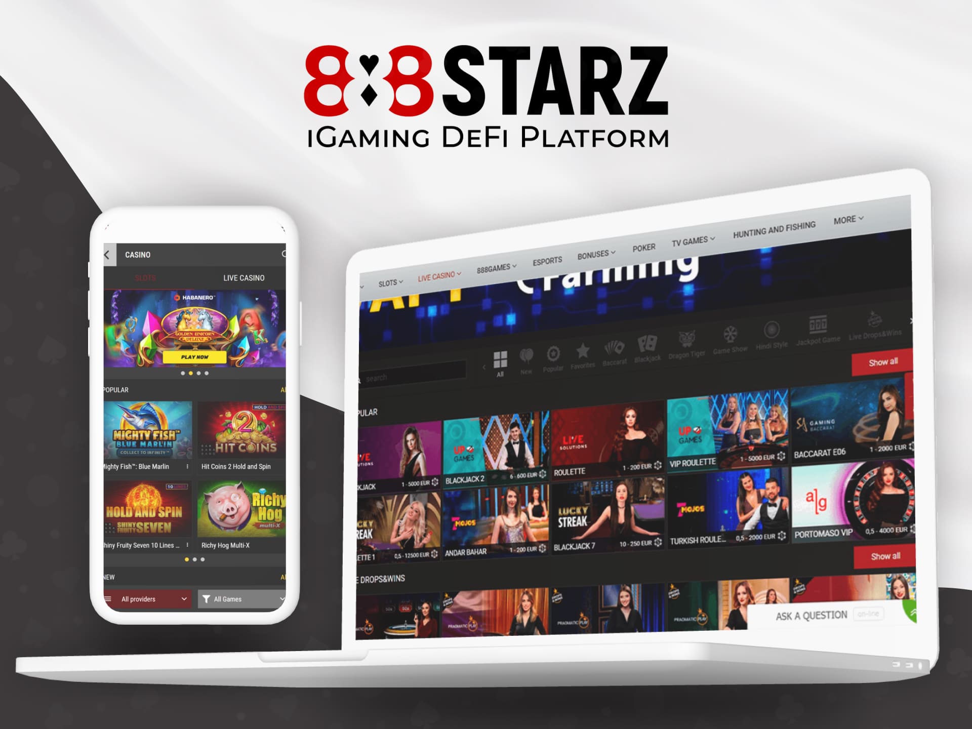 Casino section with a wide range of activities on the 888starz Nigeria platform
